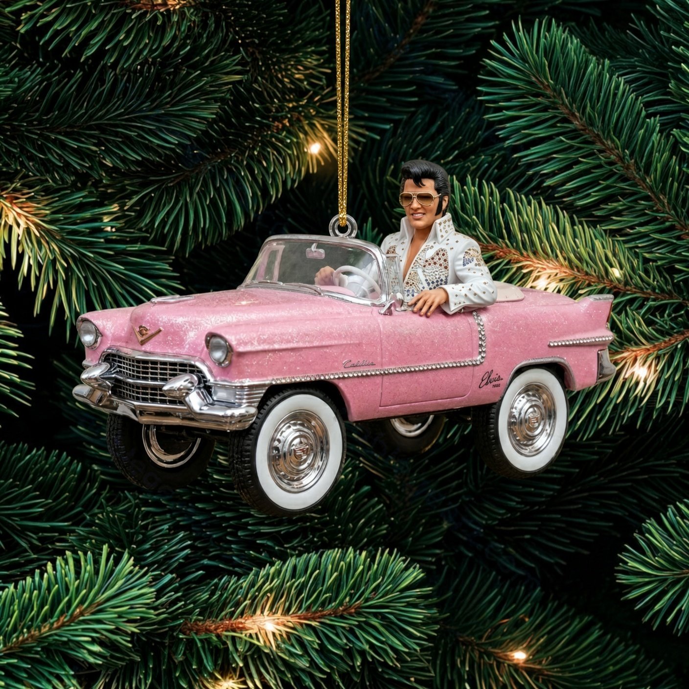 Elvis Presley Pink Cadillac Christmas Ornament Elvis Presley Fan Xmas Ornament Gifts