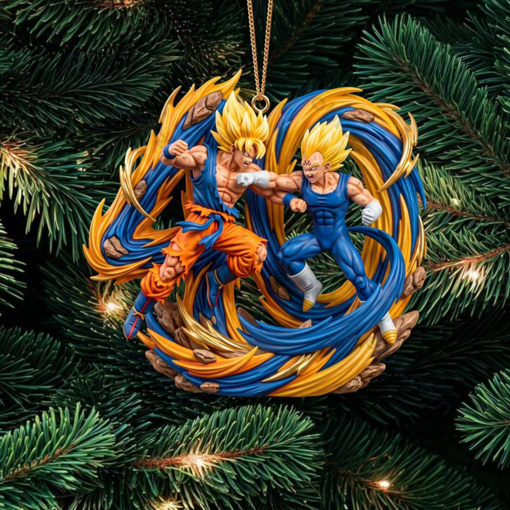 Dragon Ball Z Goku Vs Majin Vegeta Saiyan Battle Christmas Ornament Dragon Ball Xmas Merch