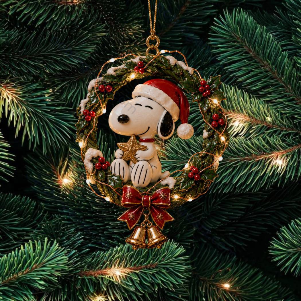 Peanuts Snoopy Christmas Wreath Christmas Ornament Snoopy Xmas Ornament Son Gifts