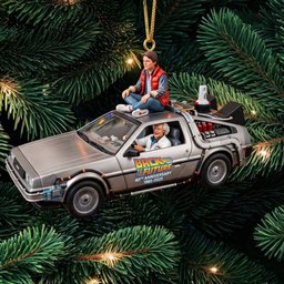 Back To The Future 40th Anniversary Marty And Doc DeLorean Christmas Ornament Xmas Merch