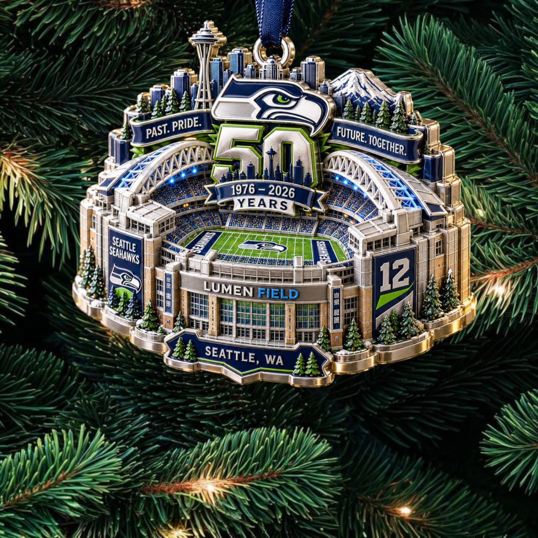 Seattle Seahawks 50th Anniversary Lumen Field Stadium Christmas Ornament Seahawks Merch