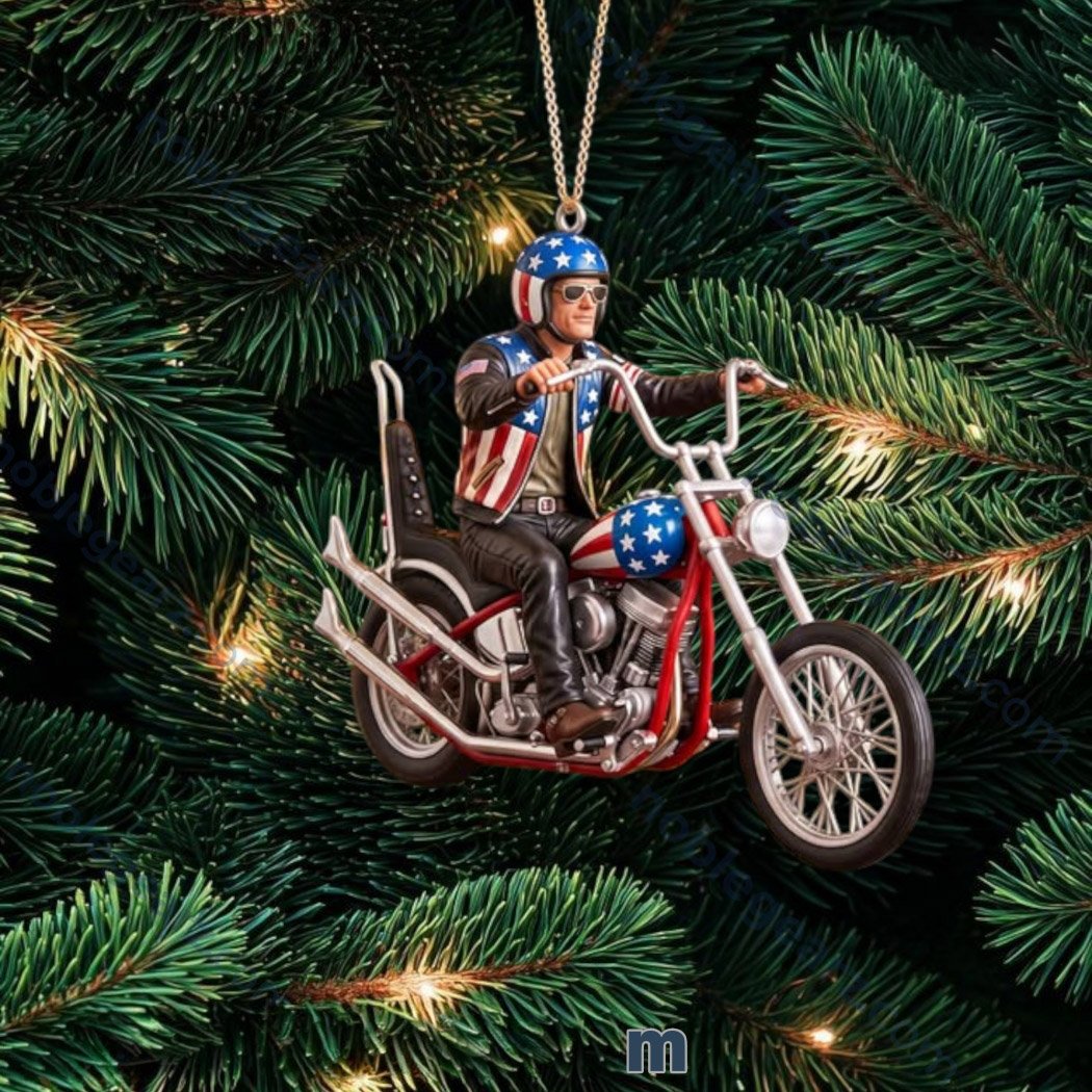 Easy Rider Captain America Chopper Motorcycle Christmas Ornament Easy Rider Xmas Merch
