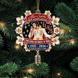 Elvis Presley The King Of Rock 'N' Roll Snowflake Christmas Ornament Elvis Presley Merch