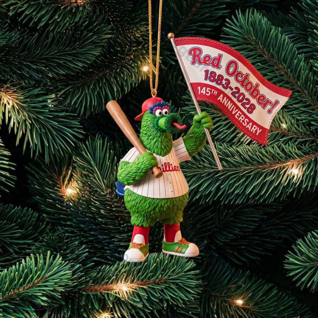 Philadelphia Phillies Phillie Phanatic Red October Christmas Ornament Phillies Xmas Merch