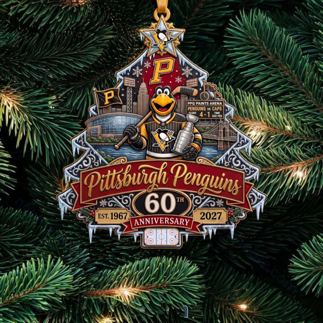 Pittsburgh Penguins 60th Anniversary Tree Christmas Ornament Penguins Fan Xmas Merch