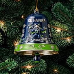 Seattle Seahawks 50th Anniversary Bell Christmas Ornament Seahawks Game Xmas Ornament