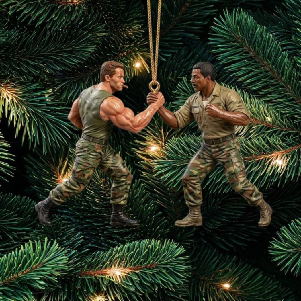 Predator Dutch Vs Dillon Handshake Christmas Ornament Predator Fan Xmas Ornament