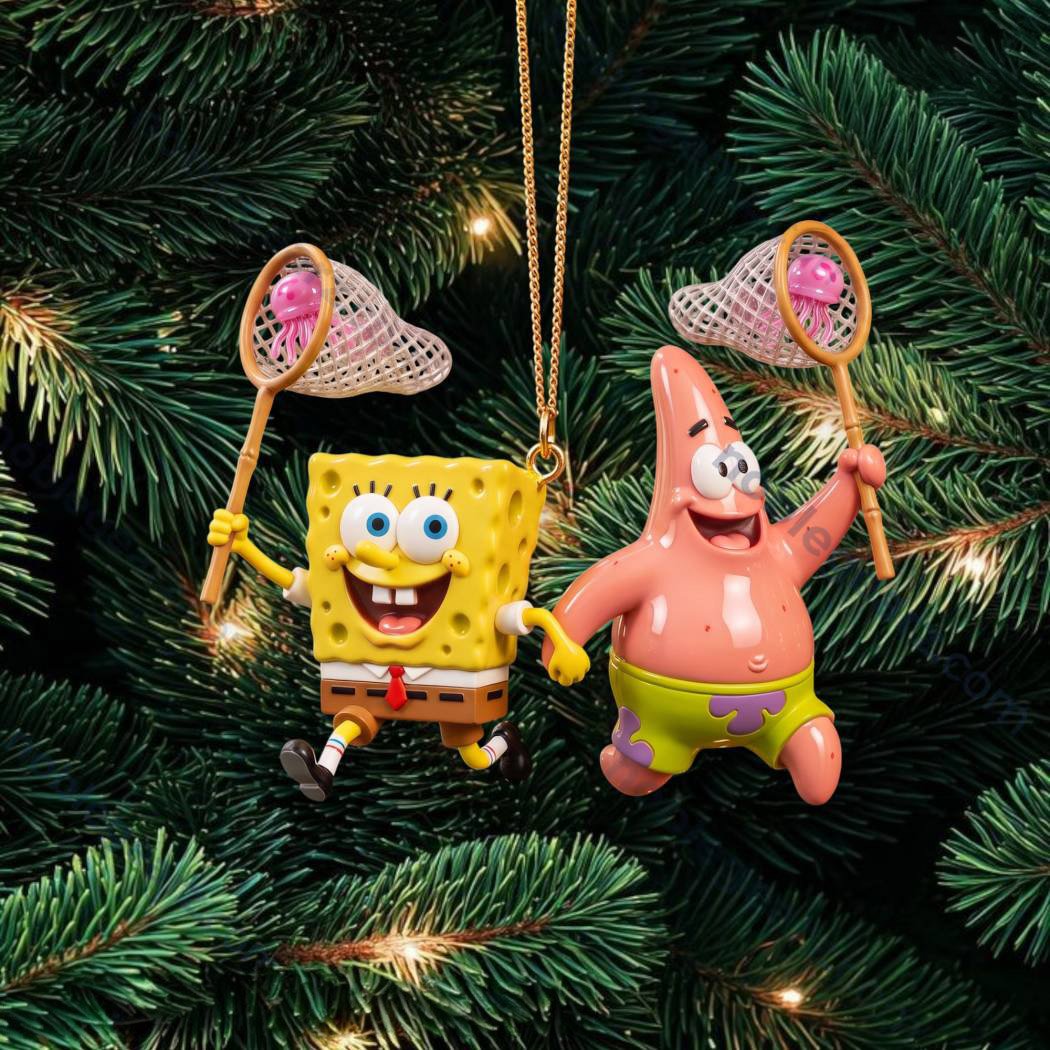 SpongeBob Patrick Star Jellyfishing Christmas Ornament SpongeBob Lovers Xmas Ornament