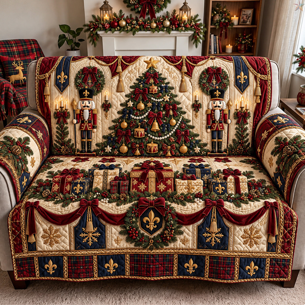 Nutcracker Christmas Magic Quilted Sofa Cover