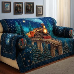 Starlit Train Quilted Sofa Cover