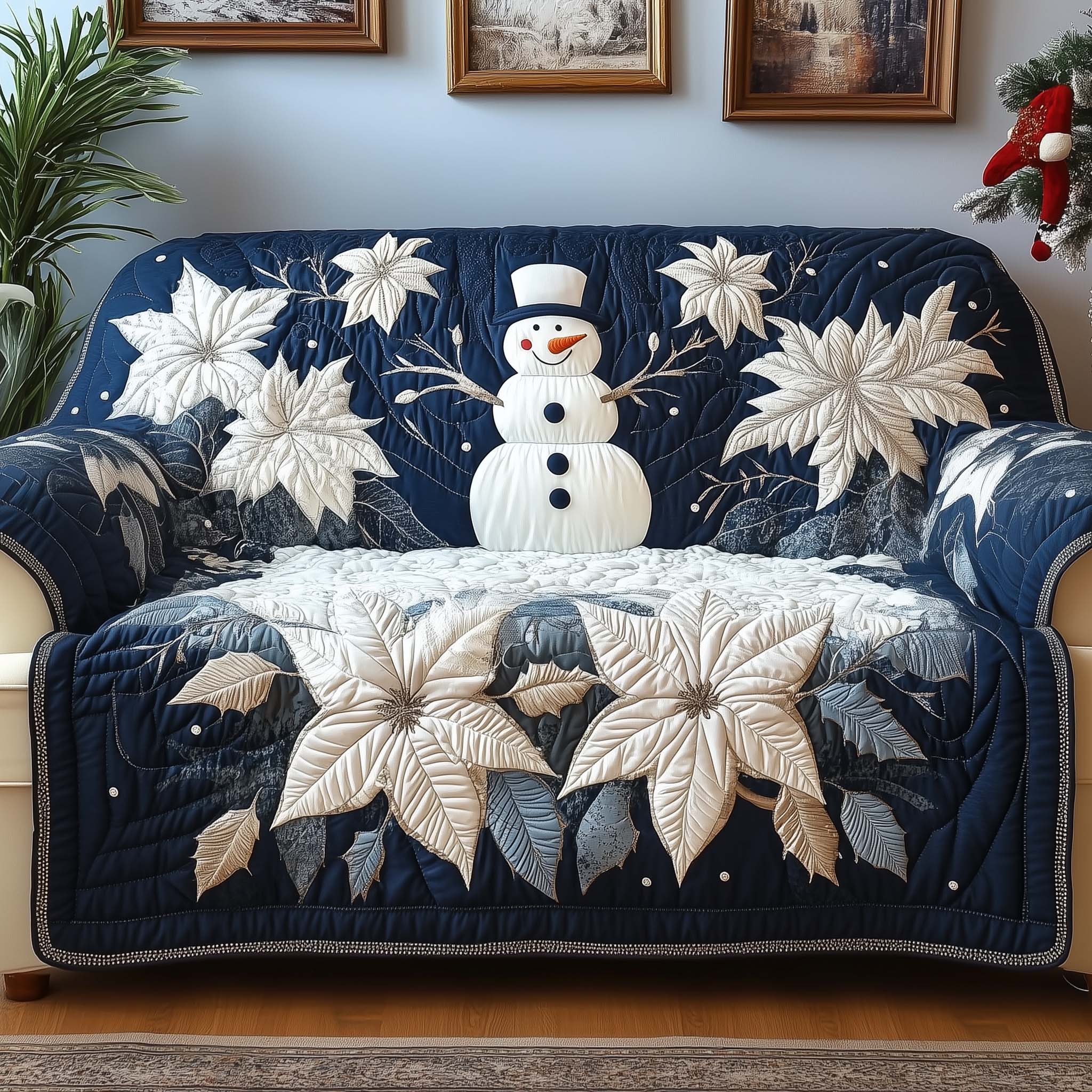 Snowman Quilted Sofa Cover