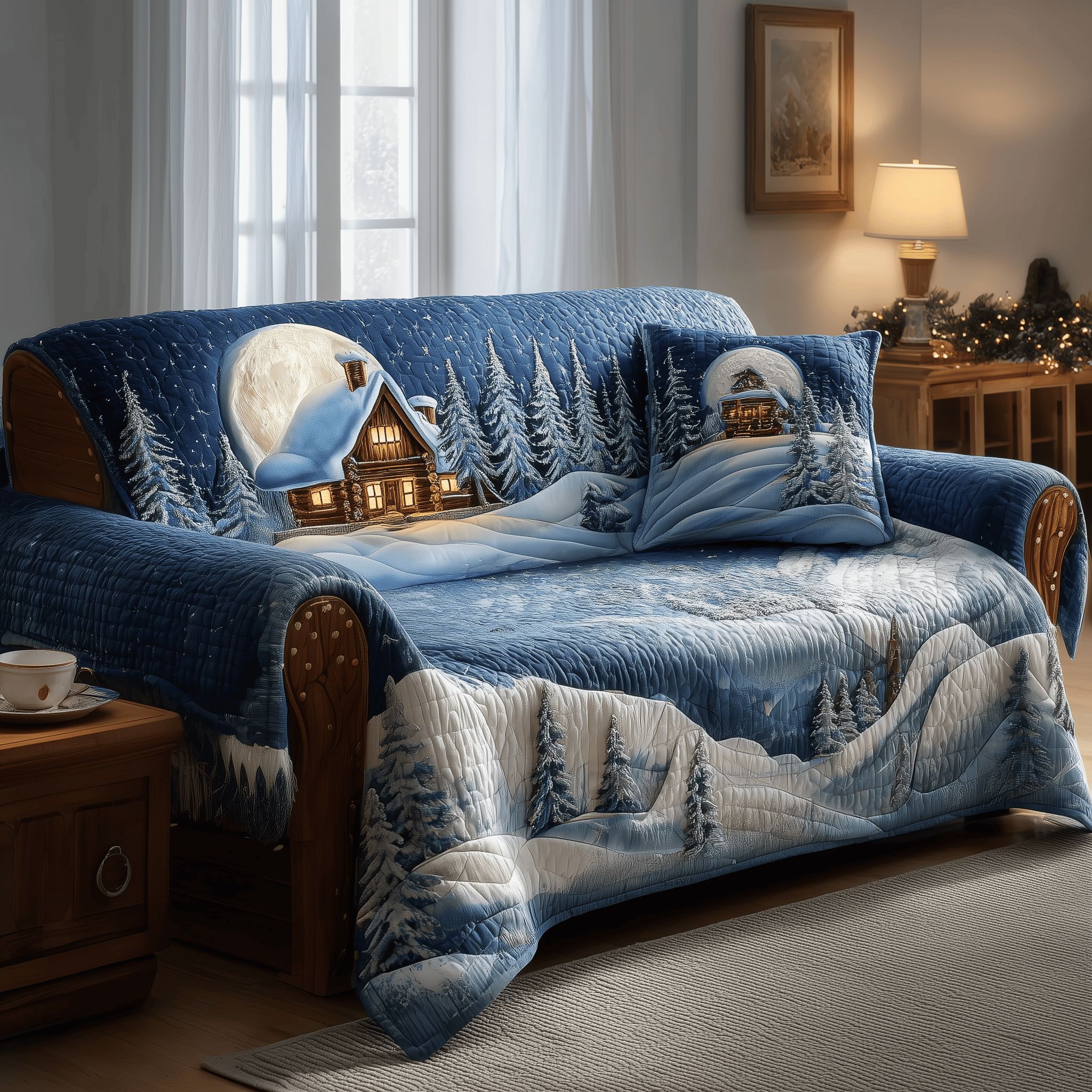 Frosted Refuge Quilted Sofa Cover