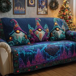 Neon Gnomes Quilted Sofa Cover