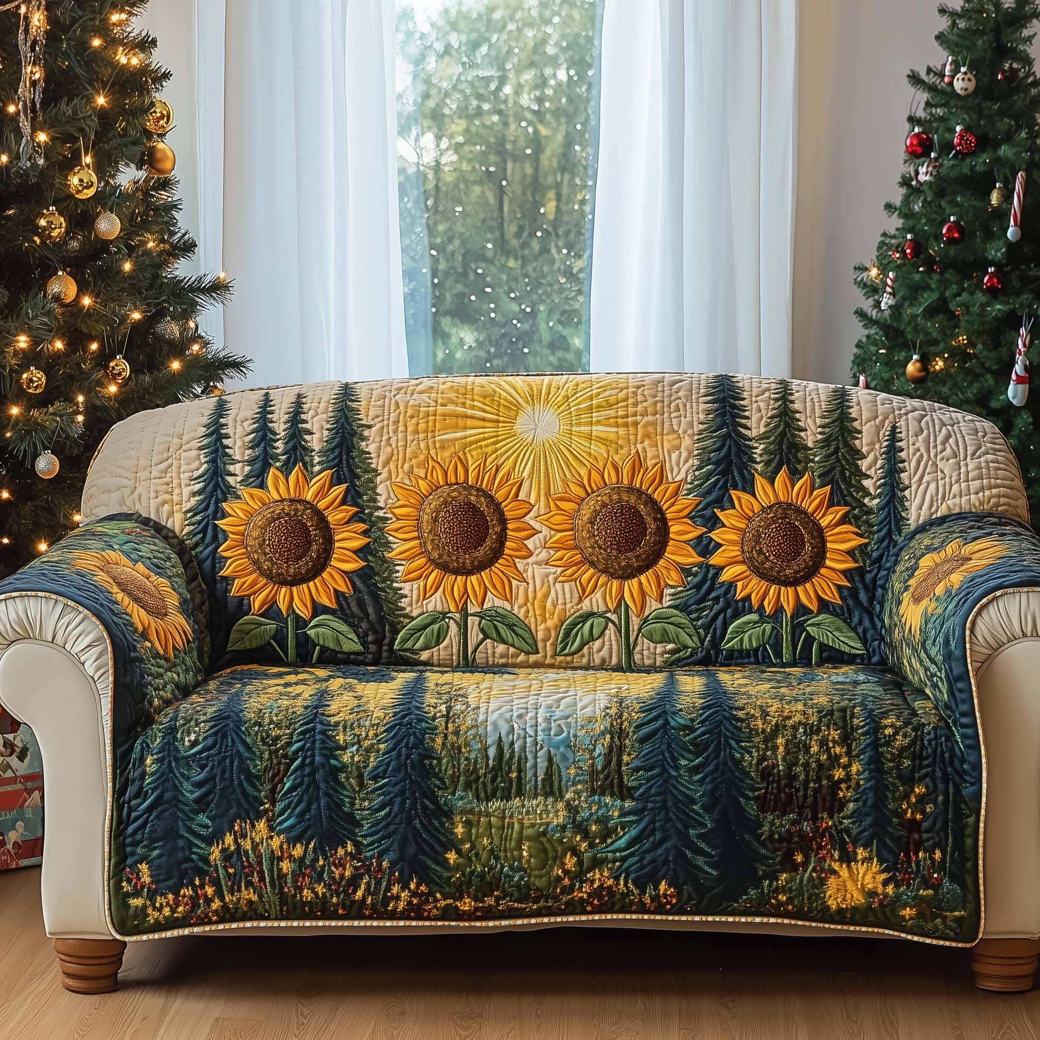 Forest Glow Quilted Sofa Cover