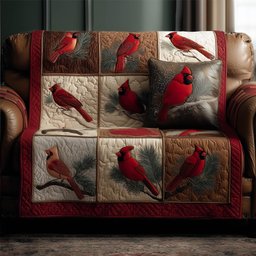 Festive Cardinal Quilted Sofa Cover