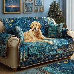 Galaxy Golden Quilted Sofa Cover