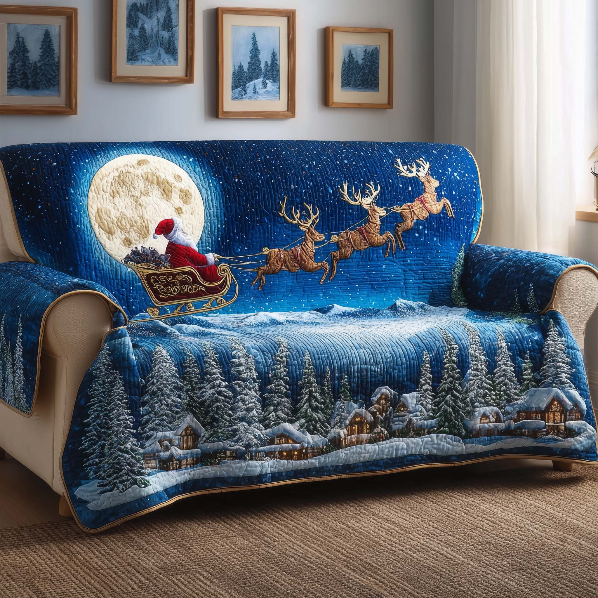Moon Santa Quilted Sofa Cover