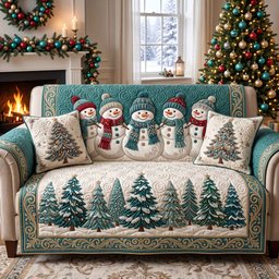 Frosty Friend Quilted Sofa Cover