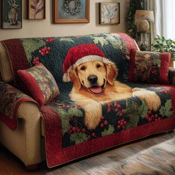 Holly Pup Quilted Sofa Cover