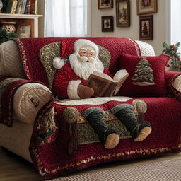 Santa Claus Quilted Sofa Cover
