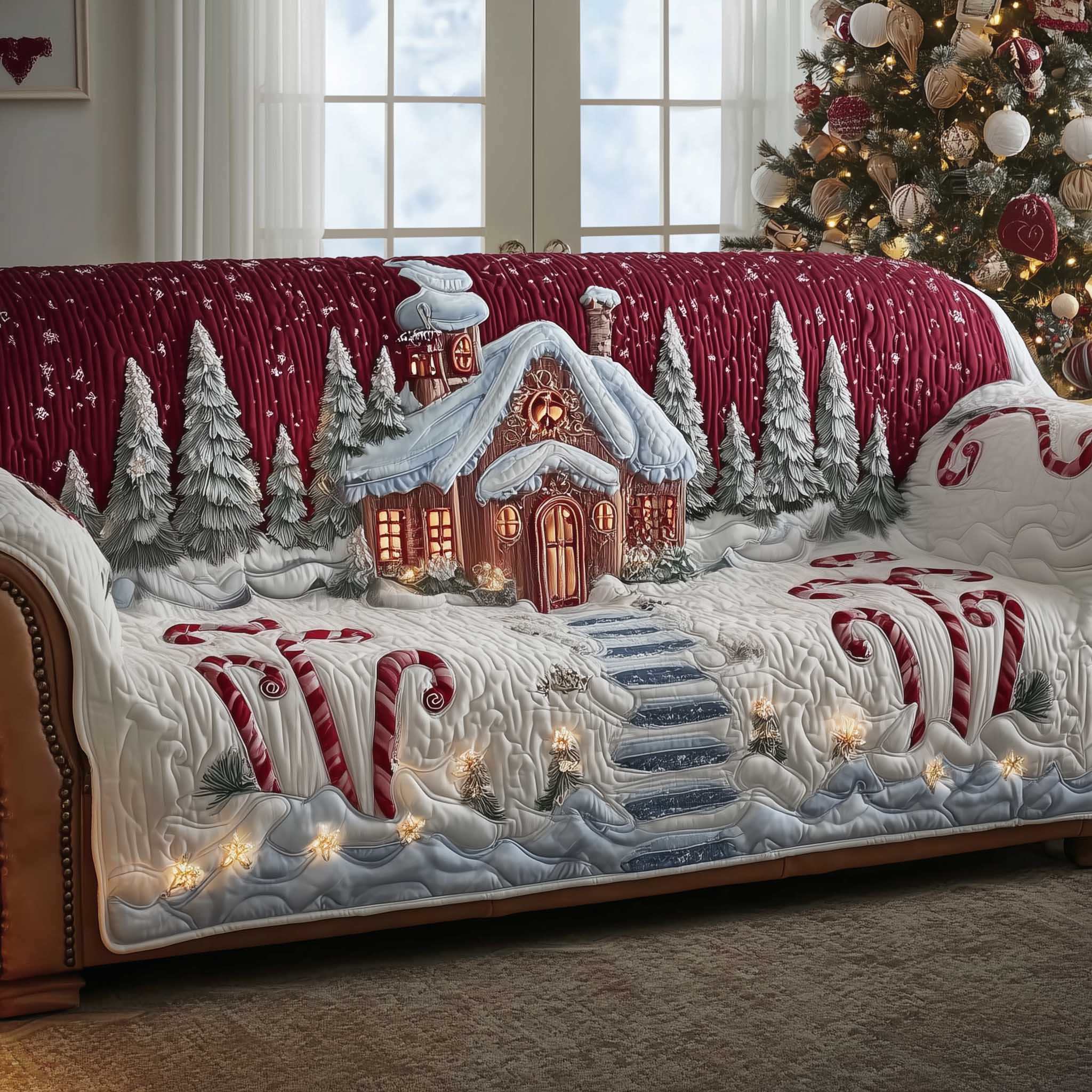 Christmas Wonderland Quilted Sofa Cover