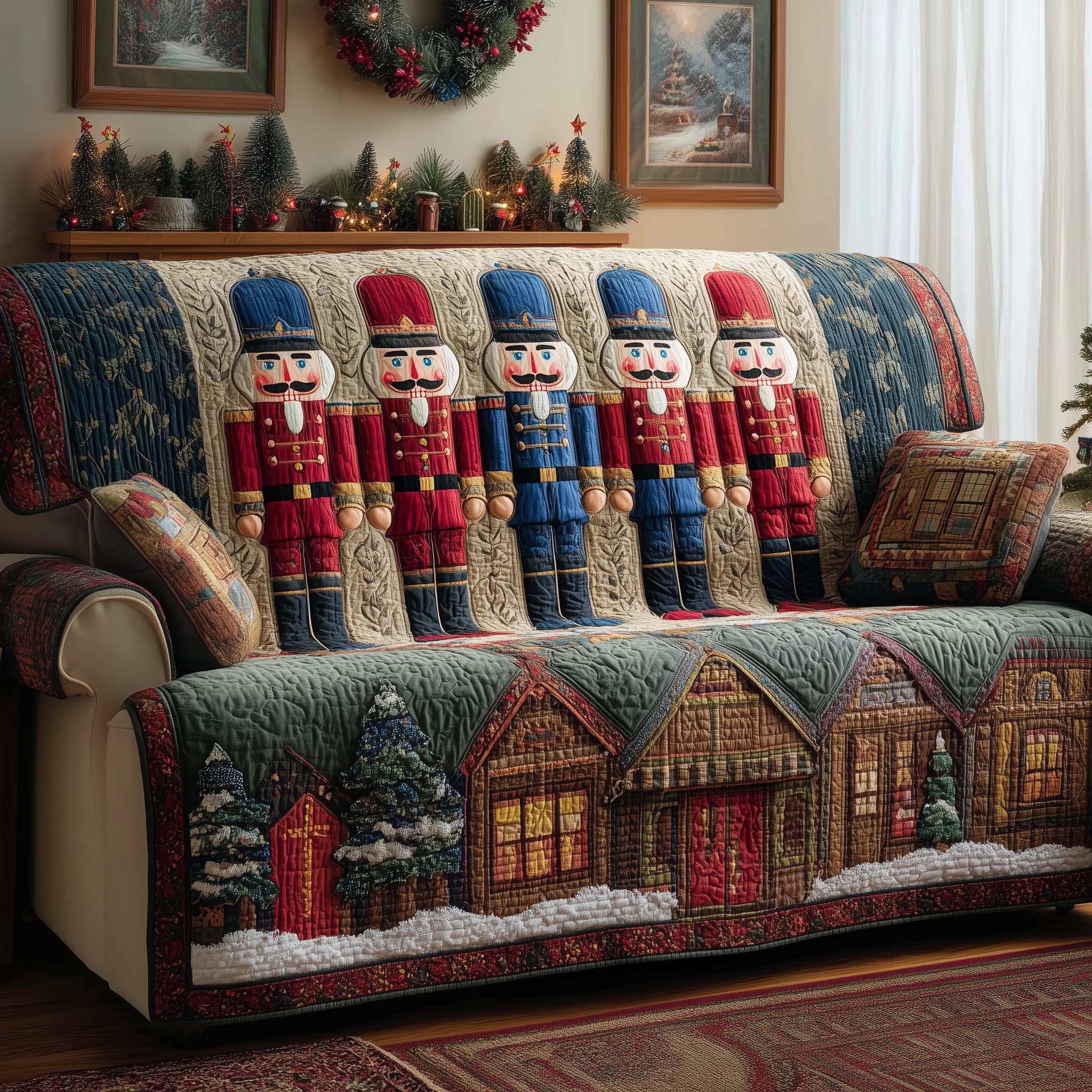 Nutcracker Row Quilted Sofa Cover