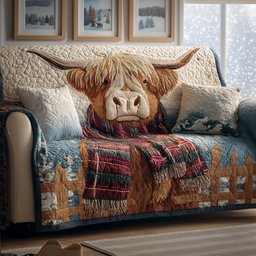 Fuzzy Highland Quilted Sofa Cover