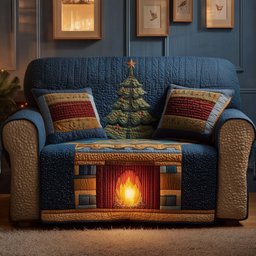 Cozy Fireplace Quilted Sofa Cover