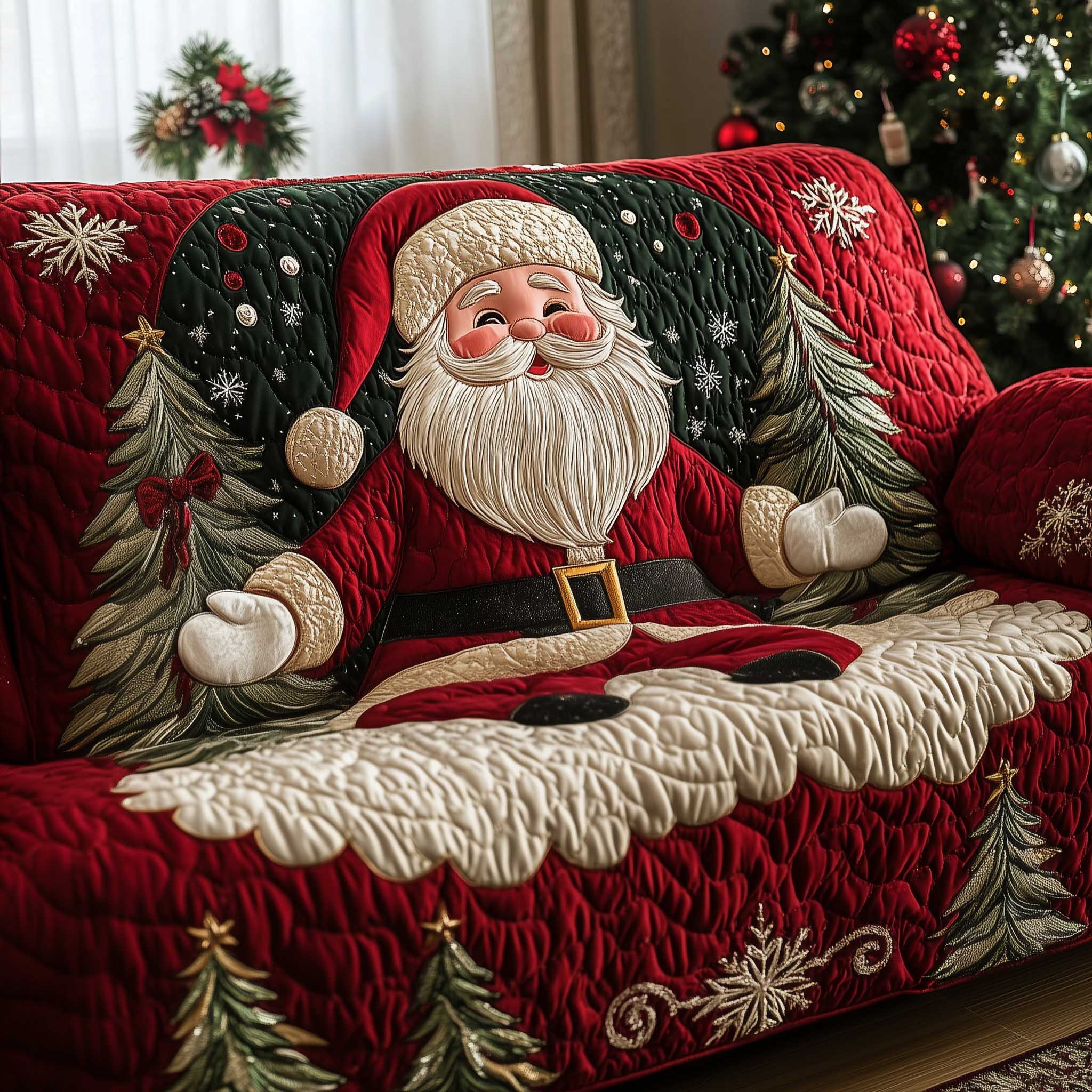Holiday Glow Quilted Sofa Cover