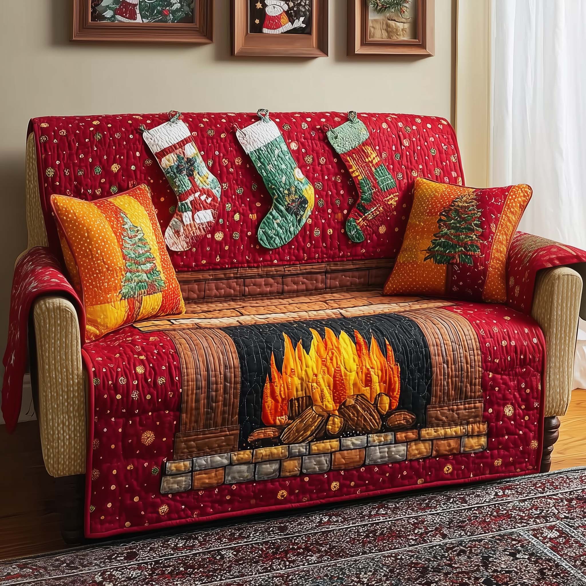Warm Hearth Quilted Sofa Cover