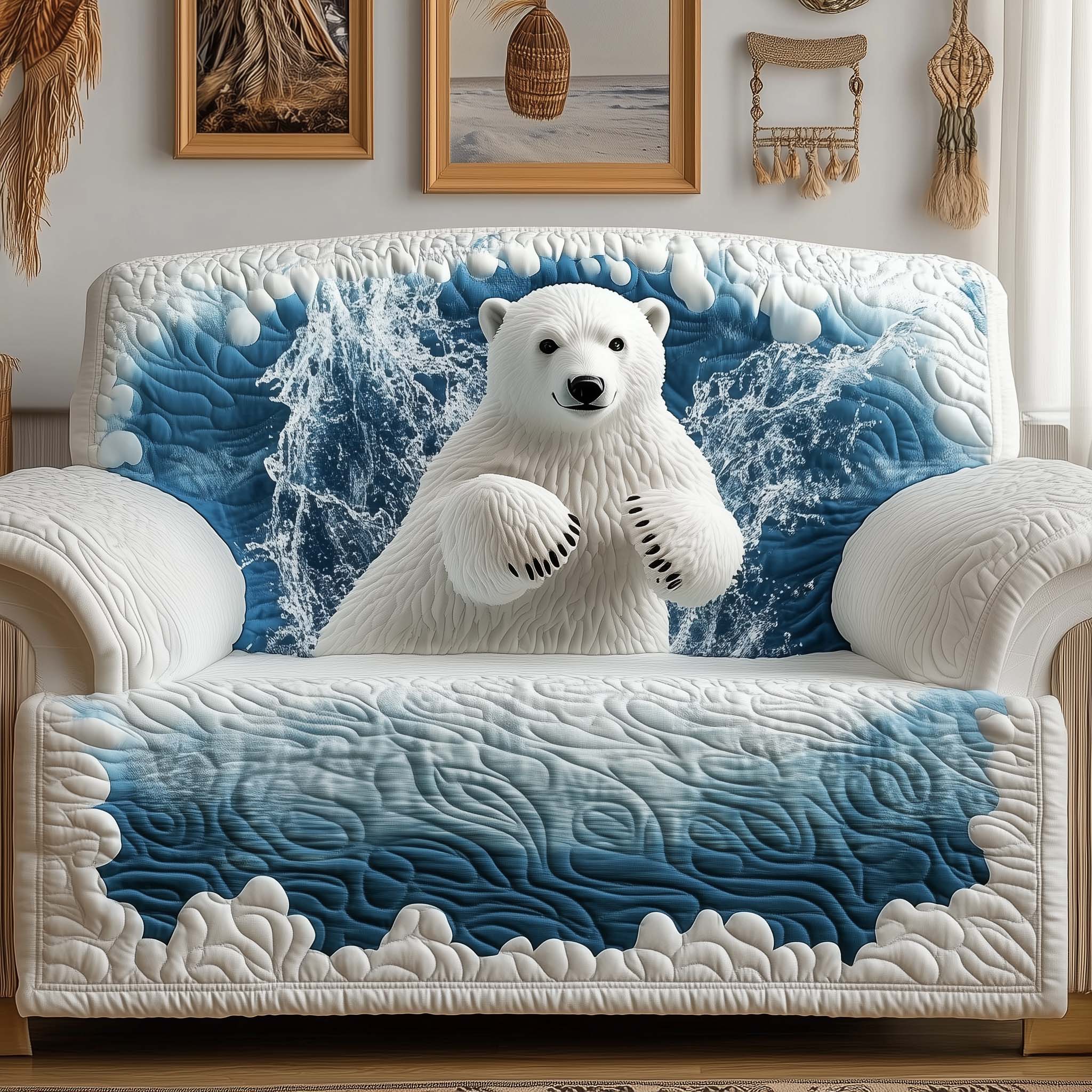 Polar Splash Quilted Sofa Cover