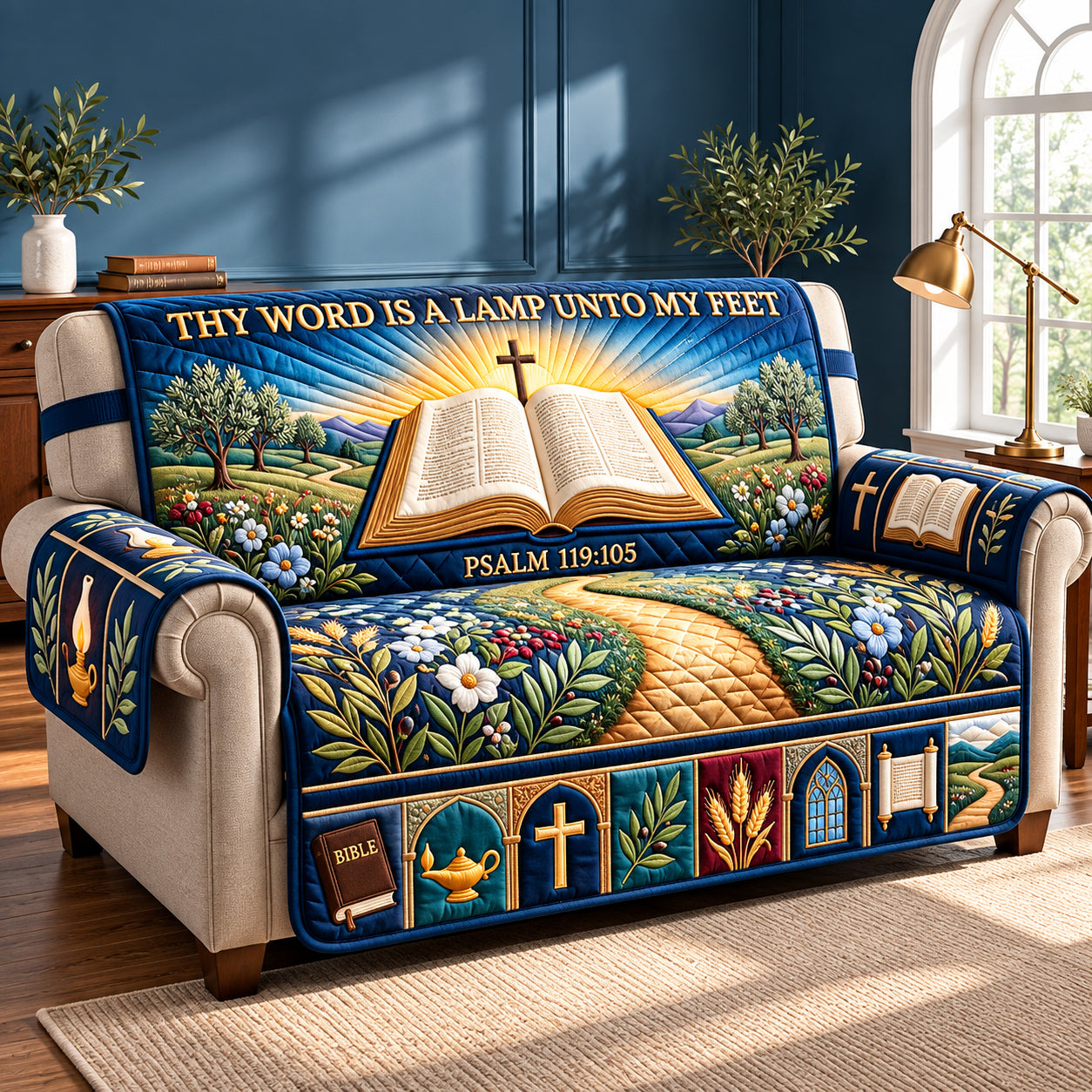 Lamp Unto My Feet Quilted Sofa Cover