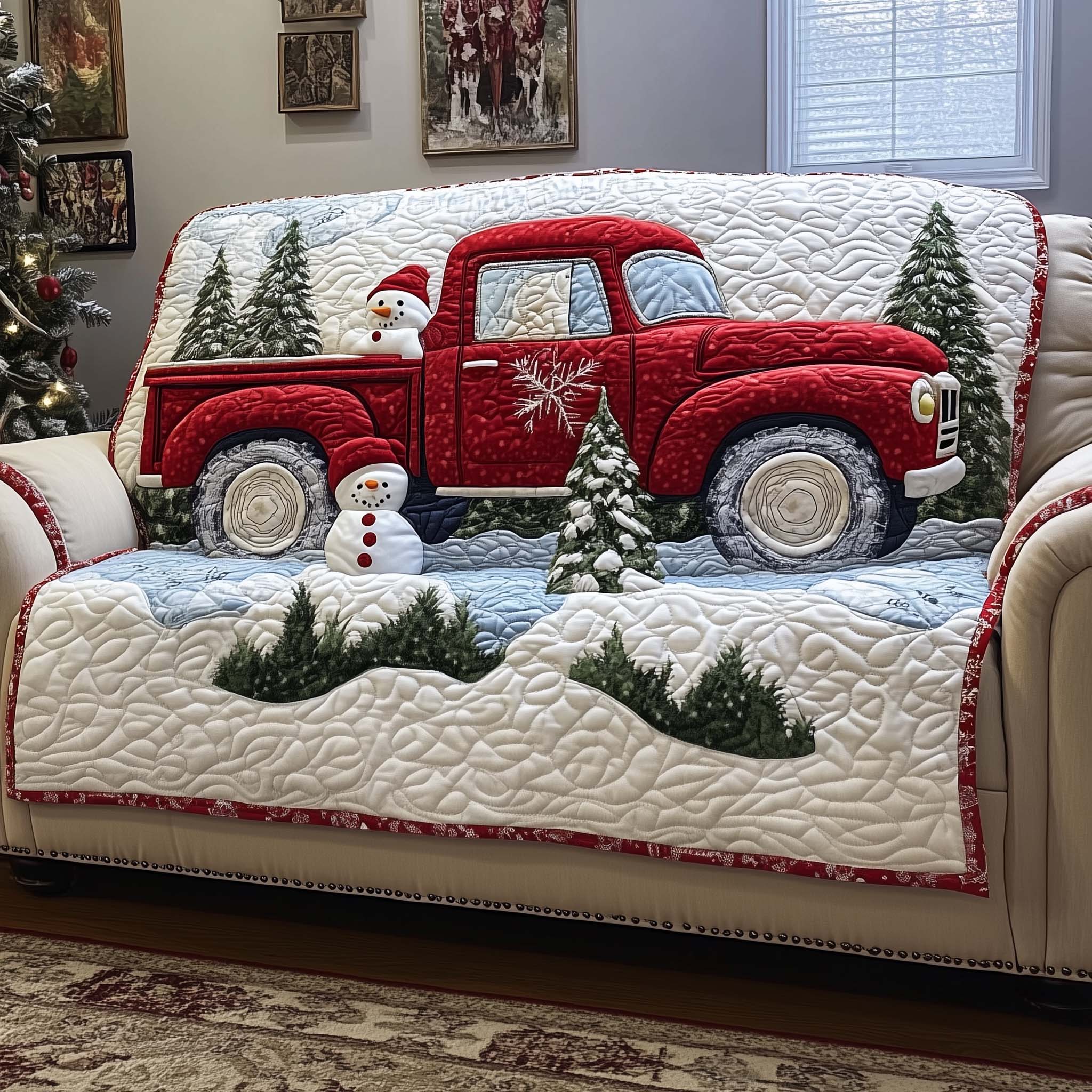 Snowman Quilted Sofa Cover