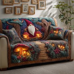 Forest Gnome Quilted Sofa Cover