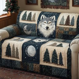 Lunar Wolf Quilted Sofa Cover
