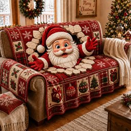 Santa Night Quilted Sofa Cover