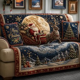 Santa Claus Quilted Sofa Cover