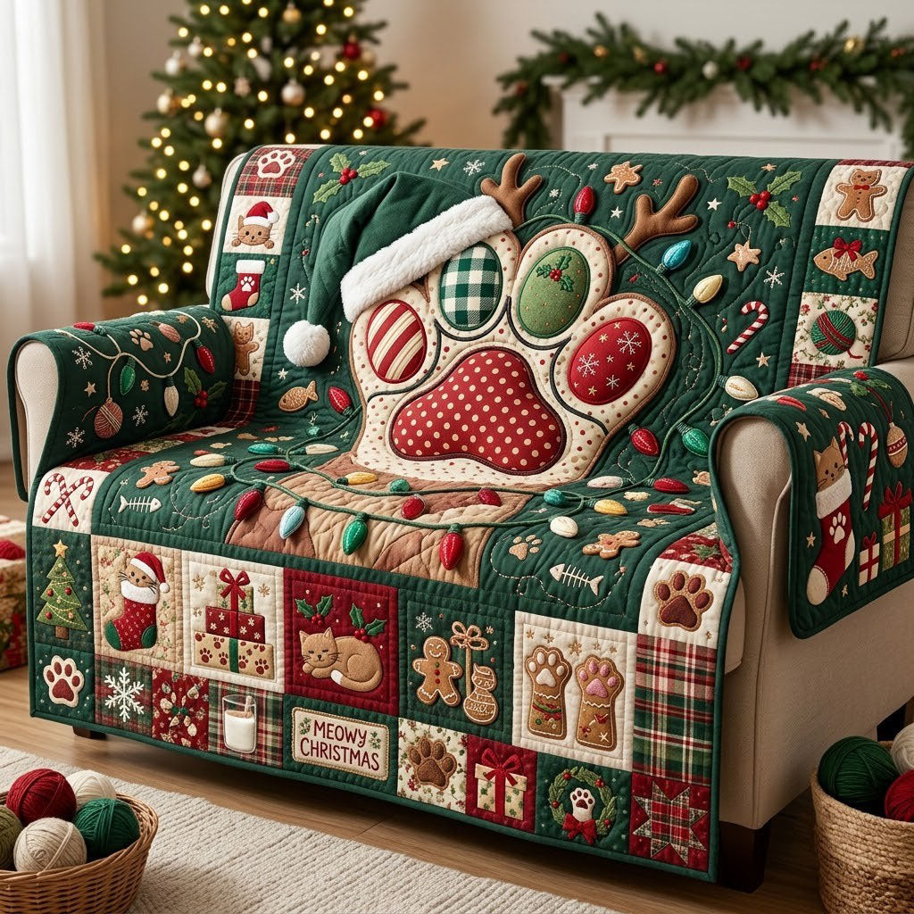 Moewy Christmas Quilted Sofa Cover
