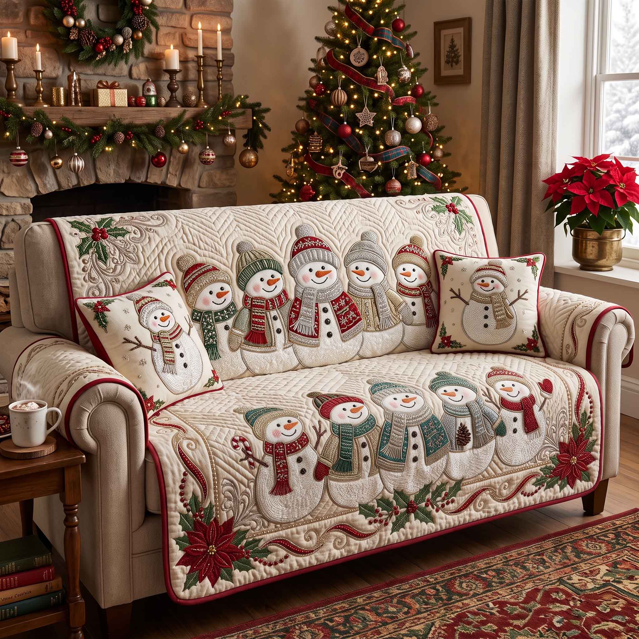 Frosty Friend Quilted Sofa Cover