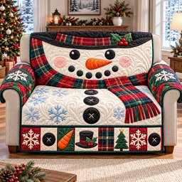 Snowman Frozen Fun Quilted Sofa Cover