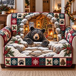 Holiday Rustic Guardian Quilted Sofa Cover