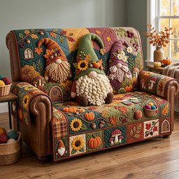 Christmas Gnome Crochet Quilted Sofa Cover