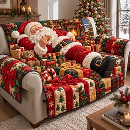 Santa Christmas Gift Dream Quilted Sofa Cover