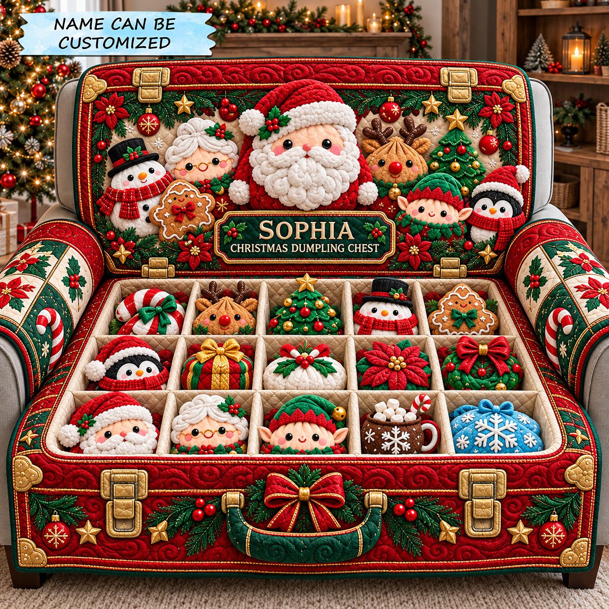 Personalized Festive Dumpling Box Quilted Sofa Cover