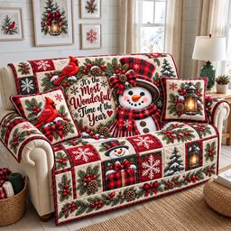 Most Wonderful Christmas Quilted Sofa Cover