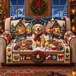 Holiday Cheer Quilted Sofa Cover