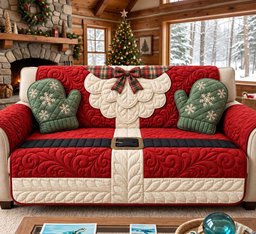 Christmas Mittens Of Santa Quilted Sofa Cover