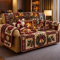 Cozy Santa Quilted Sofa Cover