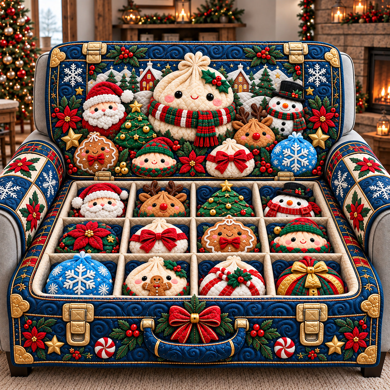 Festive Dumpling Box Quilted Sofa Cover