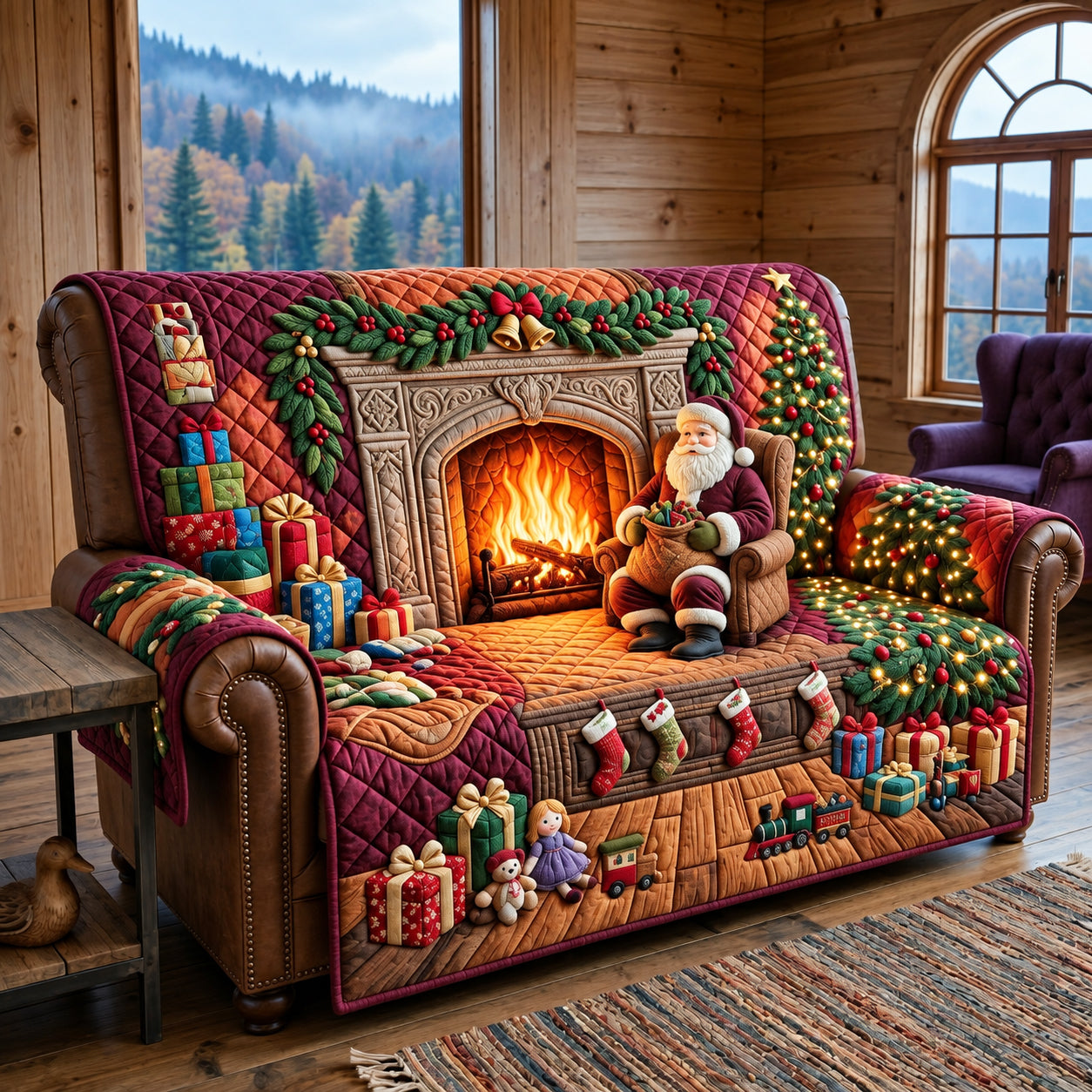 Cozy Christmas Quilted Sofa Cover